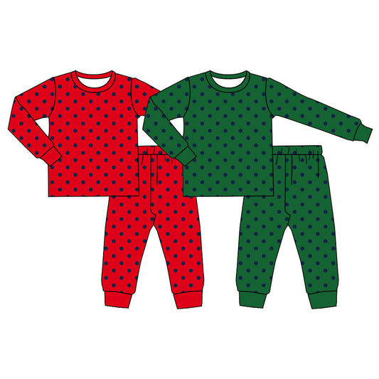 Preorder MOQ 5 pcs Each Style Christmas Dots Pajamas Kids Matching Clothes