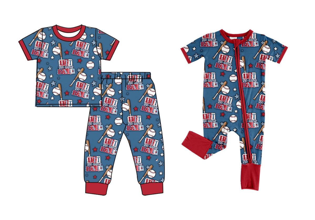 Preorder MOQ 5 pcs Each Style HIT BALL Baseball Star Pajamas Kids Matching Clothes