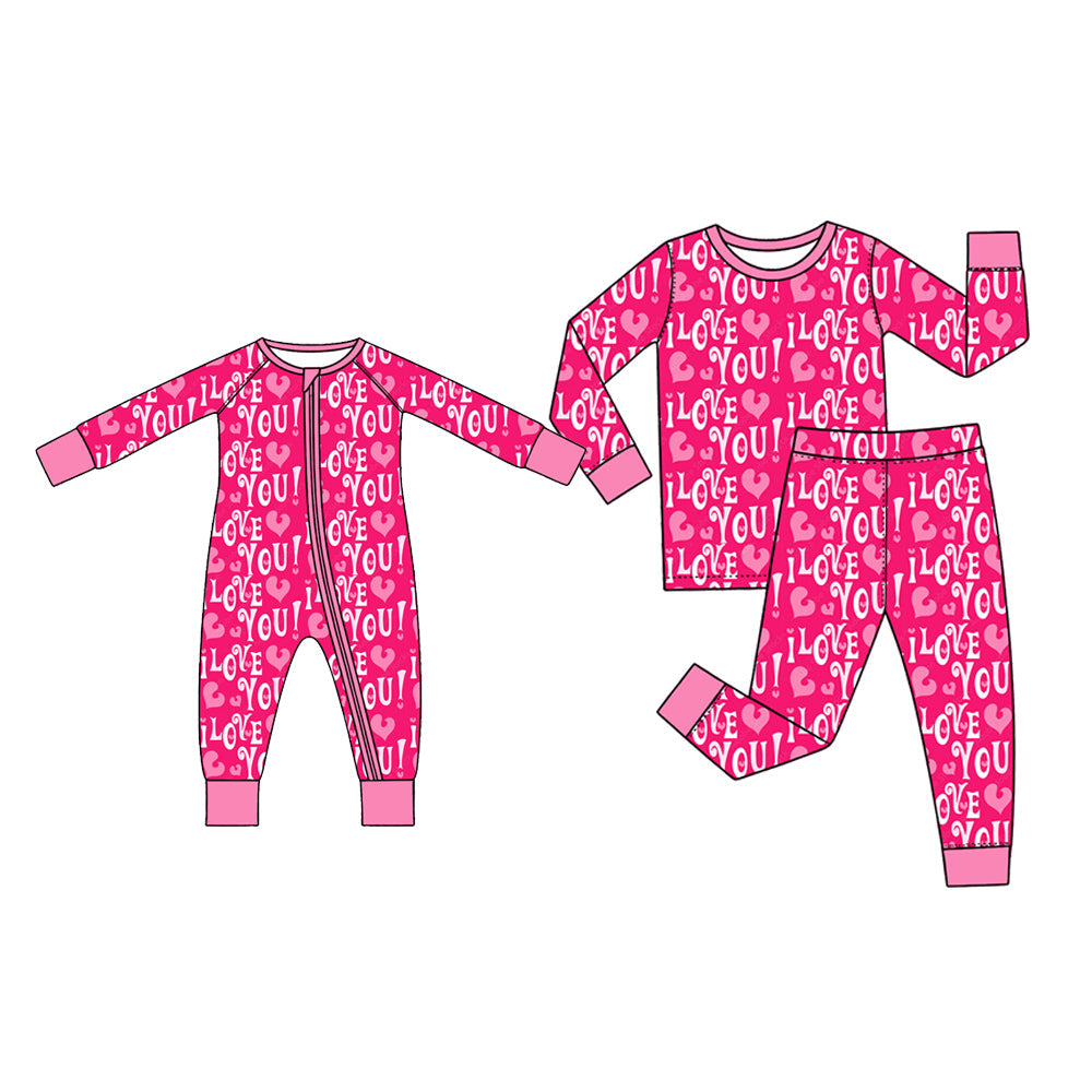 Preorder MOQ 5 pcs Each Style Valentine's Day Love U Rose Red Kids Matching Clothes