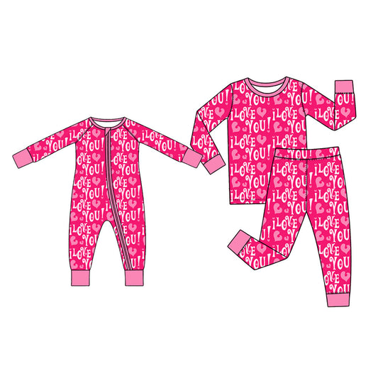 Preorder MOQ 5 pcs Each Style Valentine's Day Love U Rose Red Kids Matching Clothes