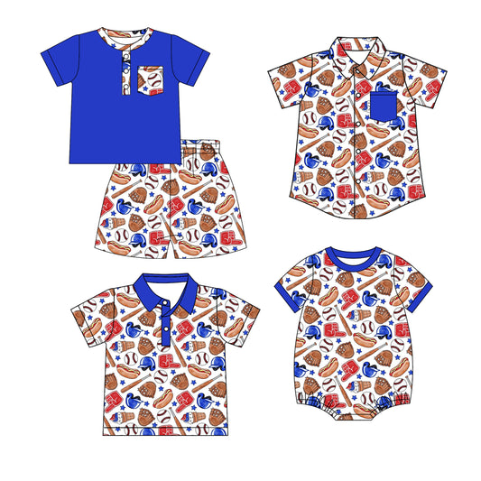 MOQ 5 PCS Pre-Order Sibling Matching Clothes Baseball Gloves Blue Boys Clothing 202601