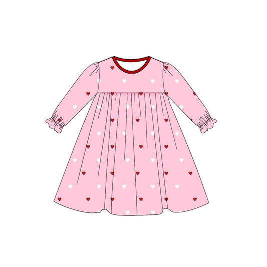 MOQ 8 Preorder GLD1352 Valentine's Day Love Pink Long Sleeve Dresses for Girls  202509