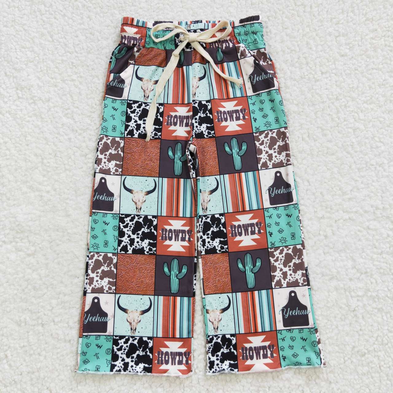 P0145 Blue Cactus Western Cowboy Baby Girls Legging Long Pants