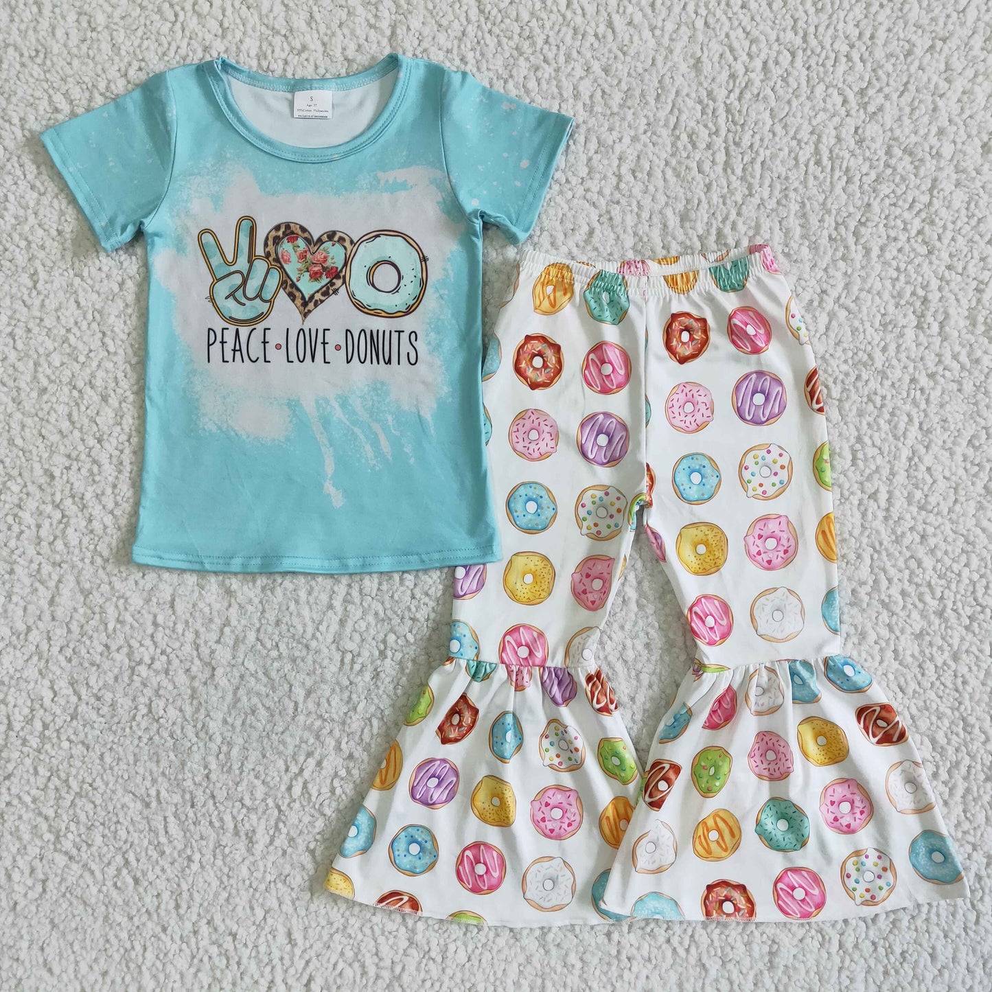 Clearance A14-4 donuts blue short-sleeved donut wide-leg pantsuit