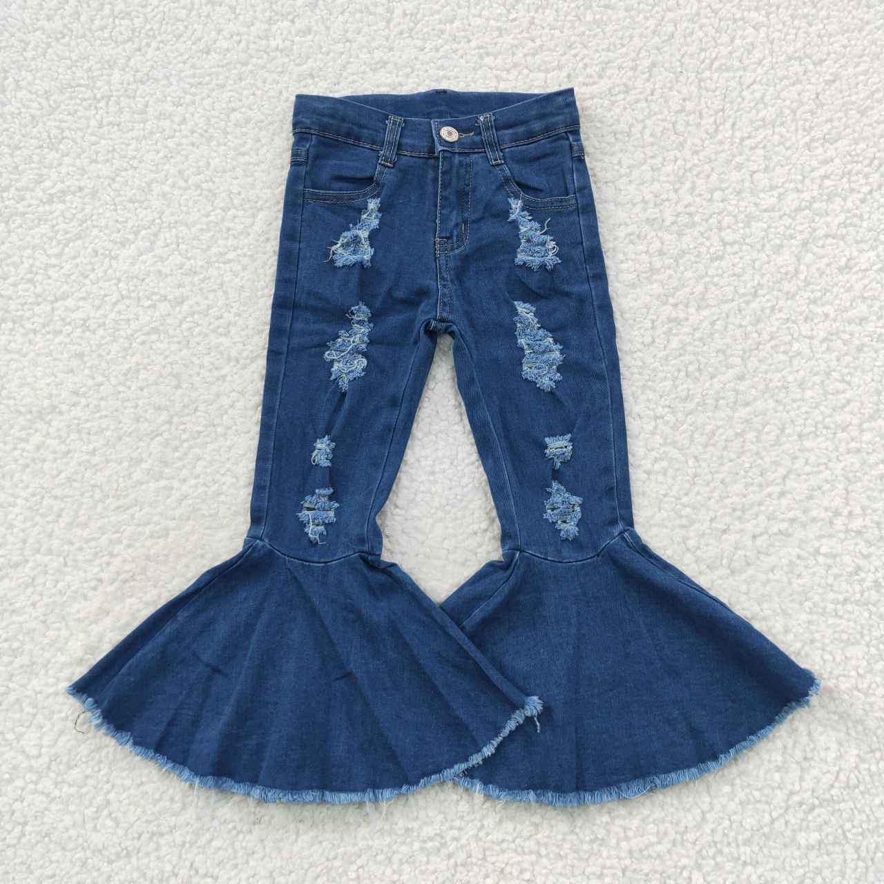 P0133 Blue Girls Bell Pants Denim Jeans