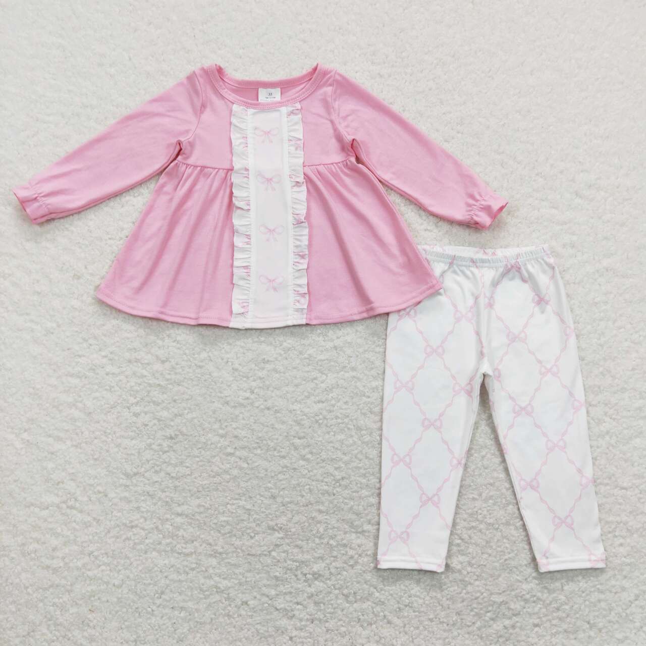 GLP1134 Pink Ruffles Tunic  Girls Long Sleeve Pants Outfits