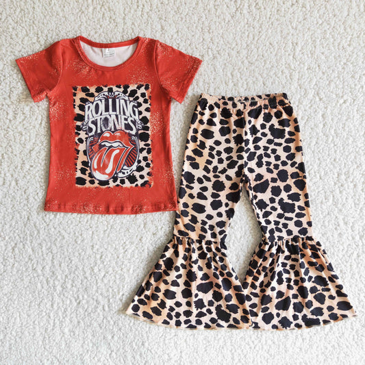 Clearance B0-1 Tongue short sleeve leopard flares no moq