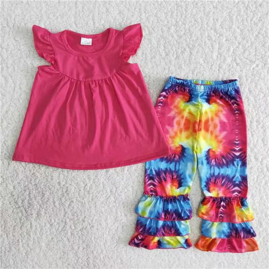 Clearance B11-16 NO MOQ High quality color tie dye pantsuit