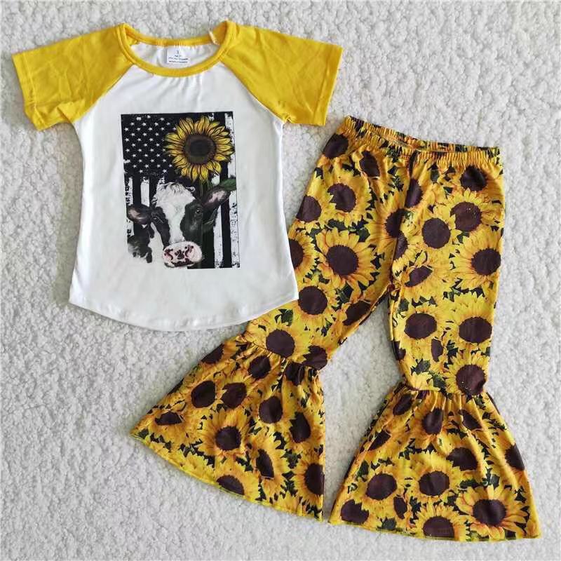 Clearance B12-24 NO MOQ high quality yellow bull head Sunflower bell bottoms