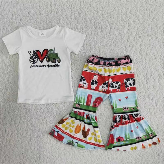 Clearance B13-4 NO MOQ High quality farm Dairy Cow Short sleeve flare pants set