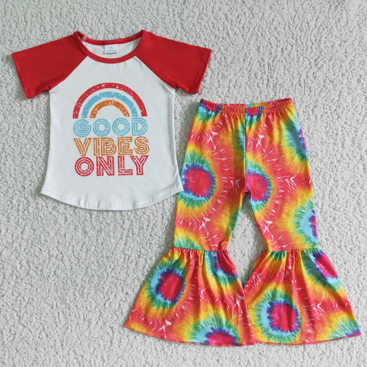 Clearance B14-15 Rainbow good Short sleeve top + pantsuit