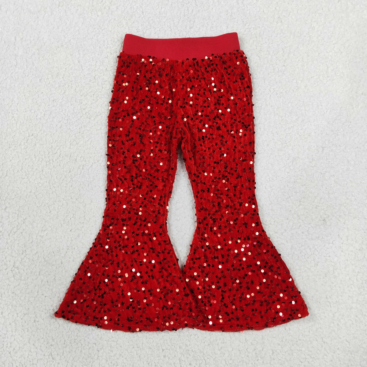 B4-11 Boutique Shiny Red Sequined Pants