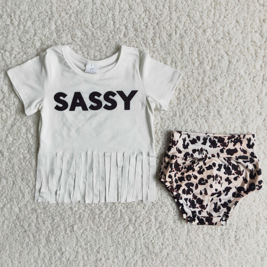 Clearance B8-10 sassy fringe short sleeve leopard thong suit High quality