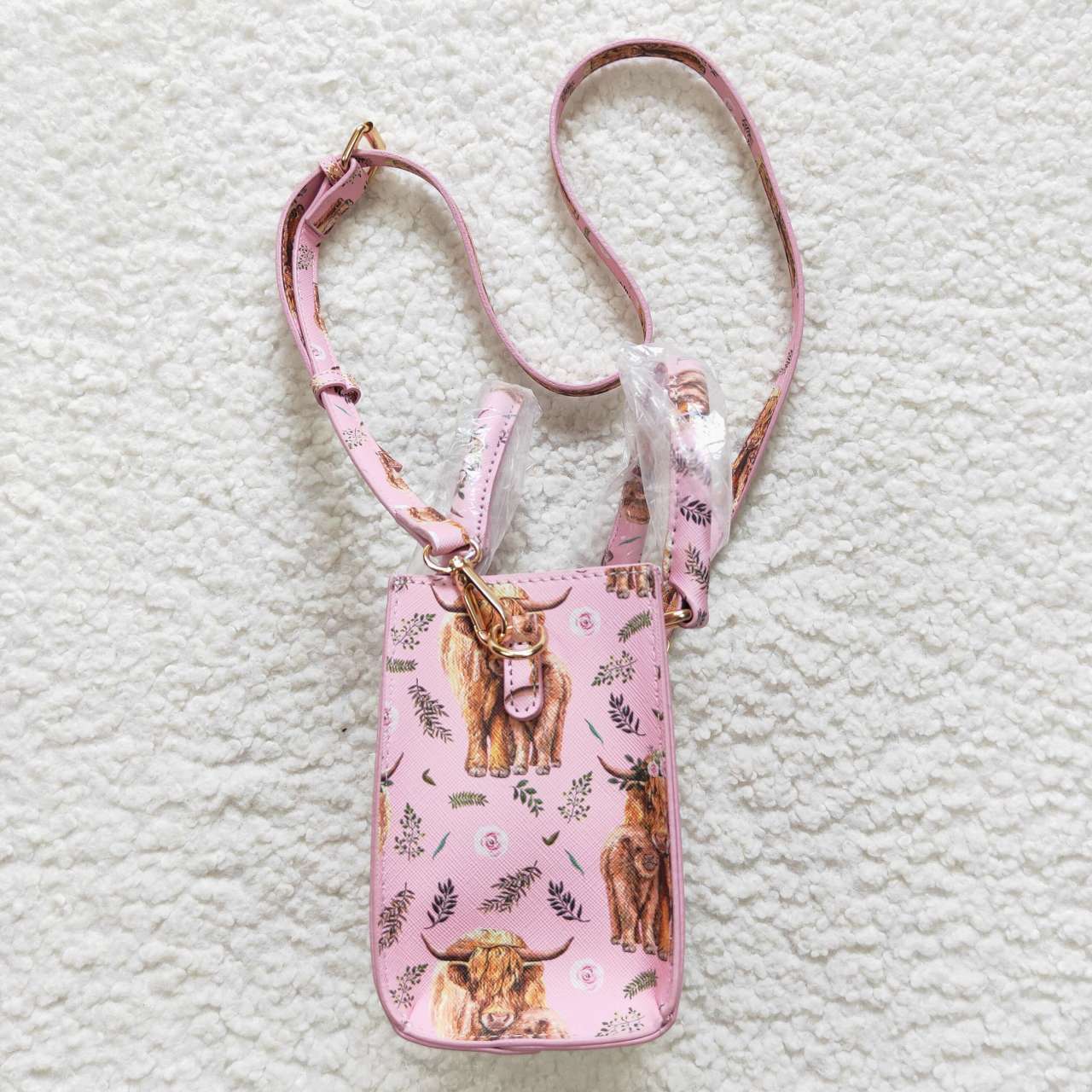 BA0018 Pink Highland Cows Print Little Bag Bagpack