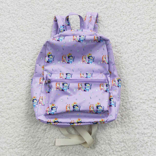 BA0058 Purple Blue Dog Cartoon Print Little Bag Bagpack