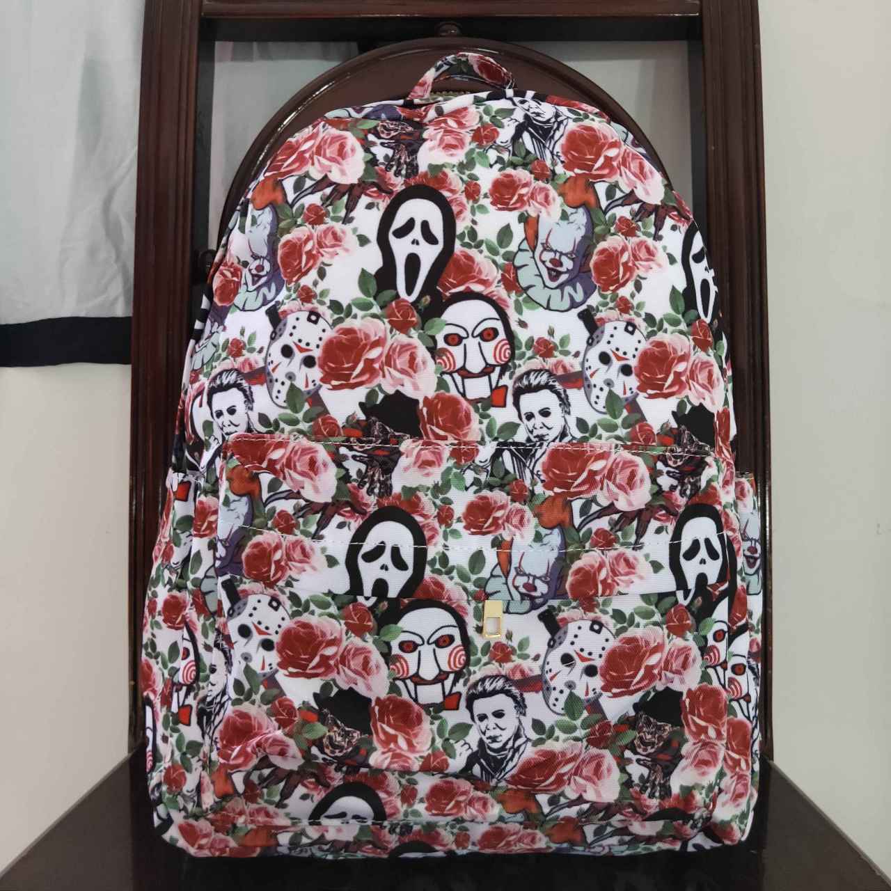 BA0060 Halloween Red Floral  Print Little Bag Bagpack