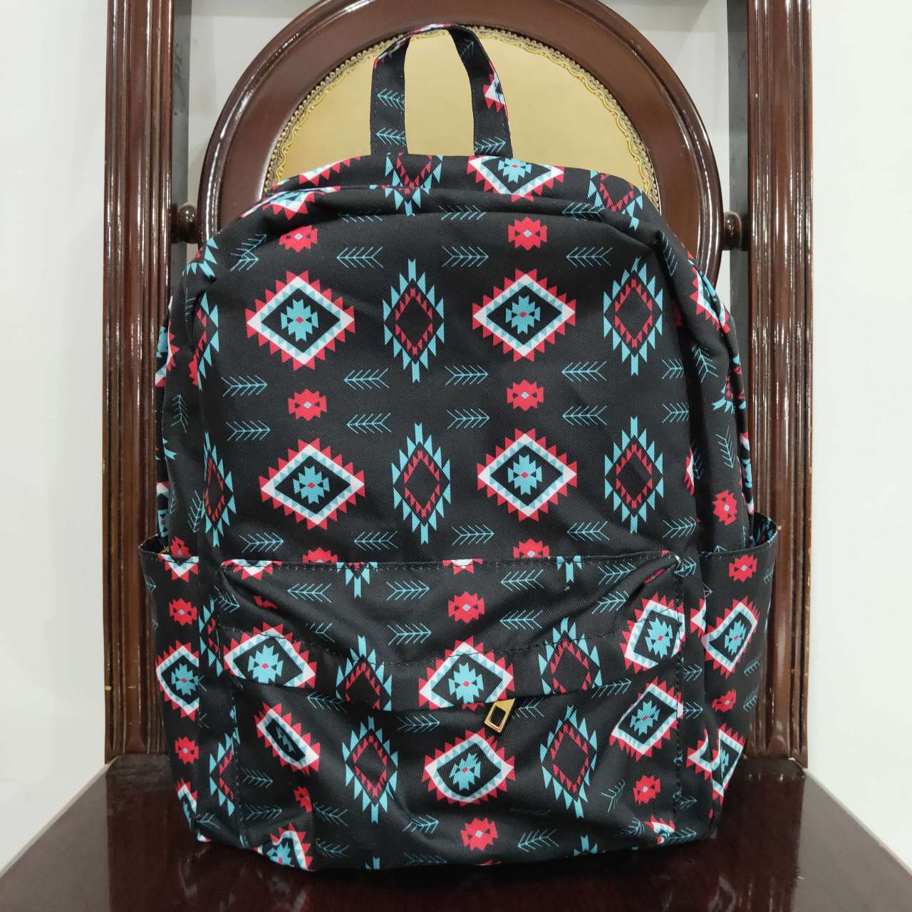 BA0061 Black Western Print Little Bag Bagpack