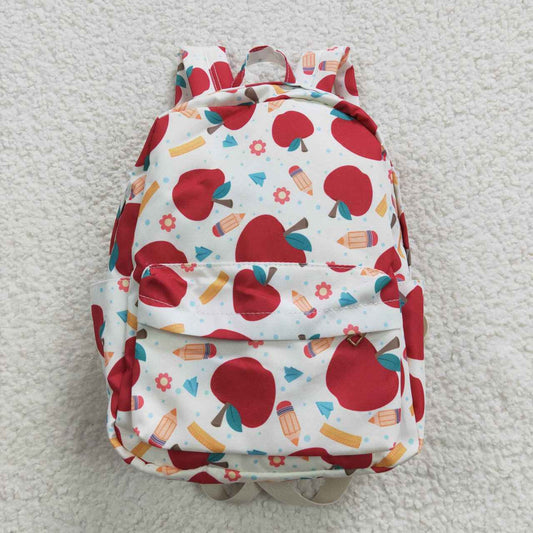 BA0069 Red Apple Back To School Print Little Bag Bagpack