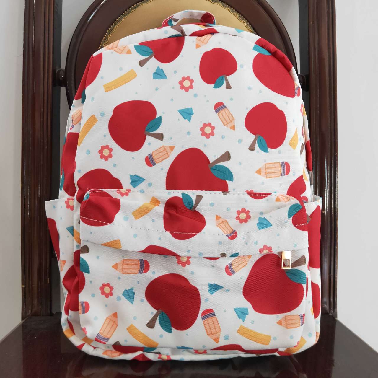 BA0069 Red Apple Back To School Print Little Bag Bagpack