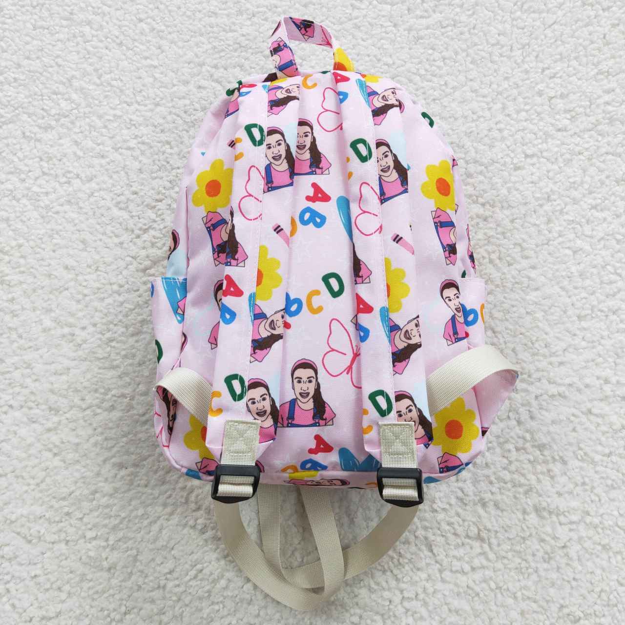 BA0070 Back To School Pink Cartoon English Love Ms.  Print Little Bag Bagpack