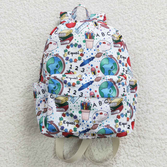 BA0072 Back To School Blue Equal Earth Print Little Bag Bagpack