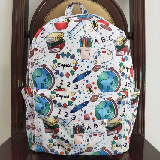 BA0072 Back To School Blue Equal Earth Print Little Bag Bagpack