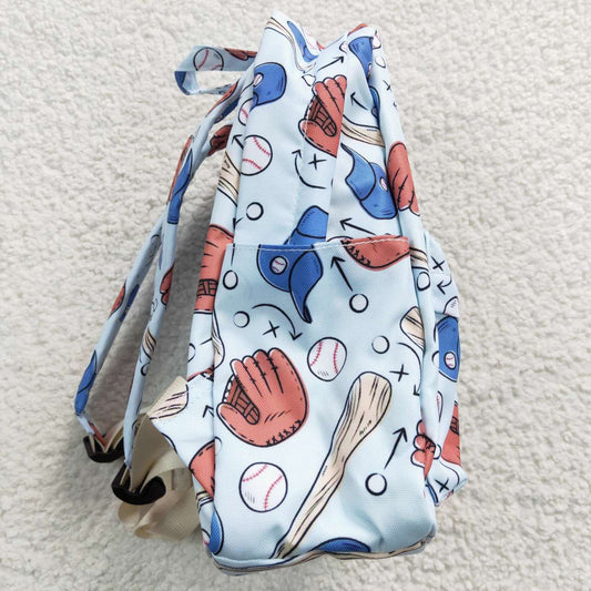 BA0075 Blue Red Softball  Print Little Bag Bagpack