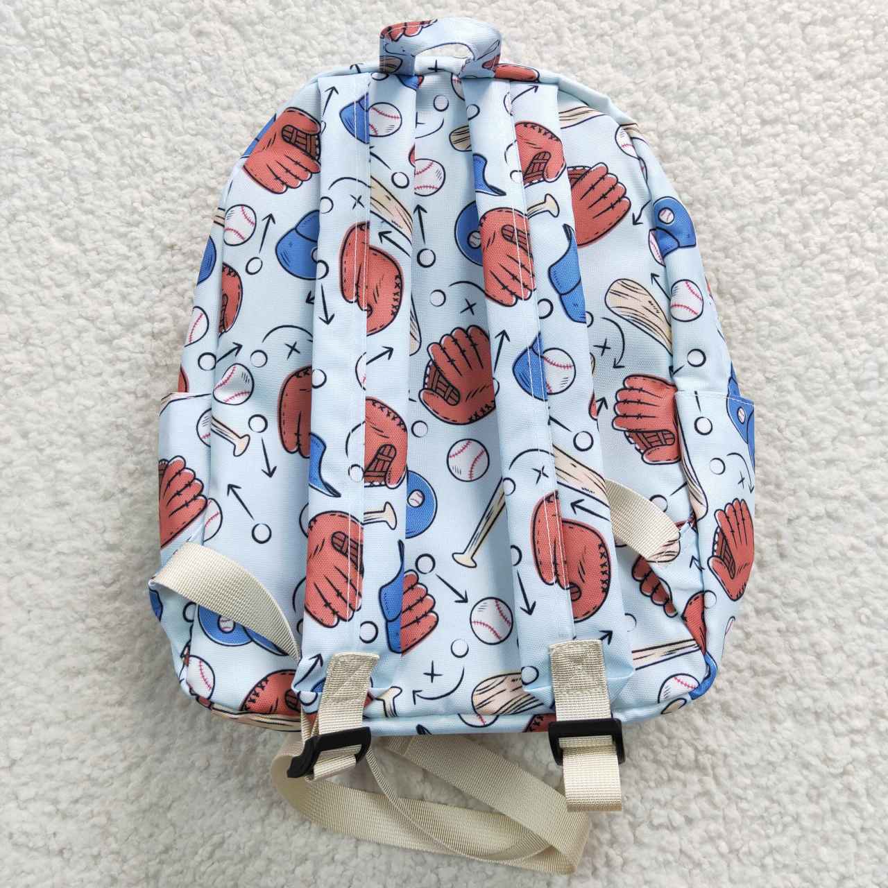 BA0075 Blue Red Softball  Print Little Bag Bagpack