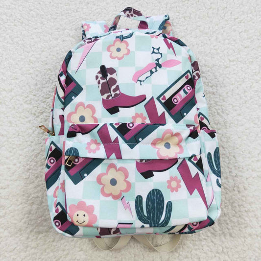 BA0082 Pink Cow Howdy Western  Print Little Bag Bagpack