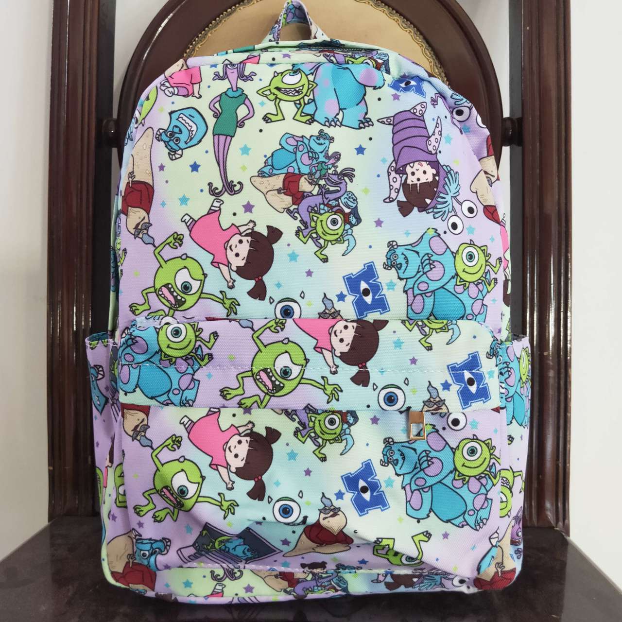 BA0083 Green Blue Cartoon  Print Little Bag Bagpack