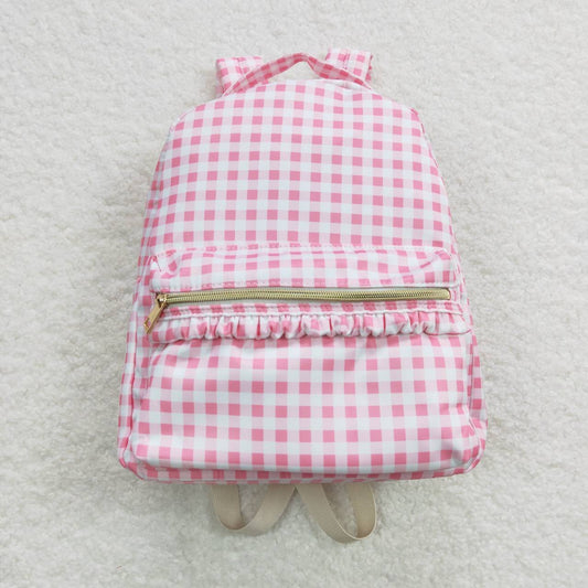 BA0086  Pink Plaid Print Little Bag Bagpack