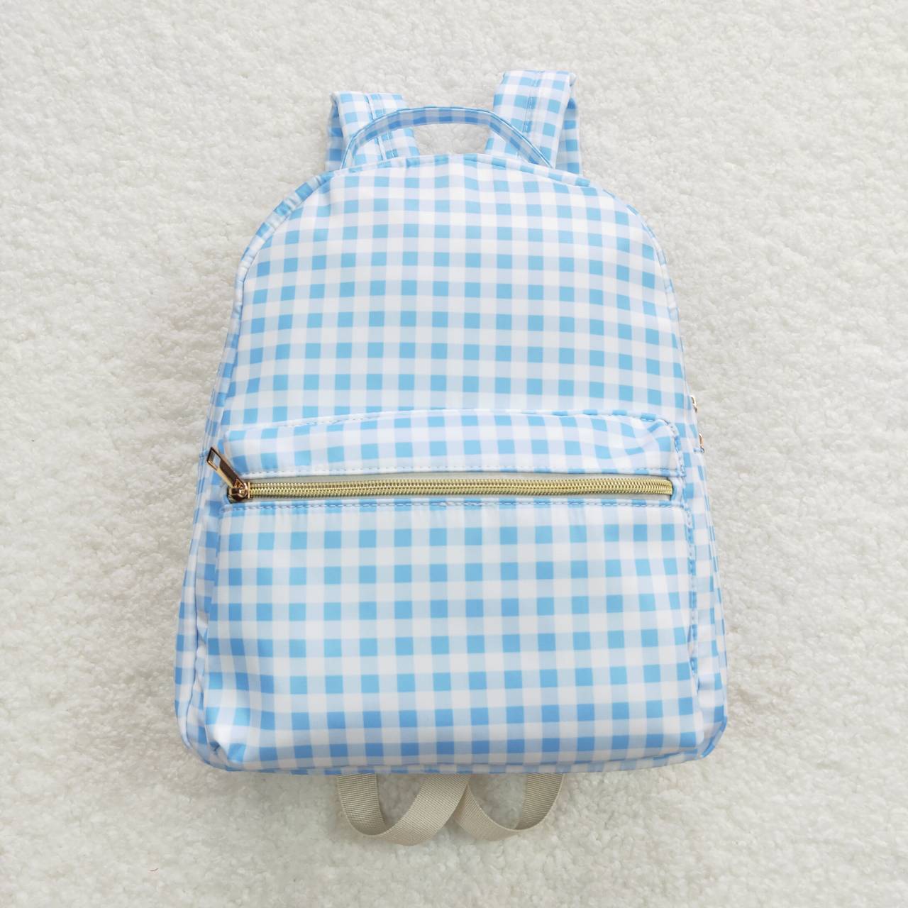 BA0087 Blue Plaid Print Little Bag Bagpack