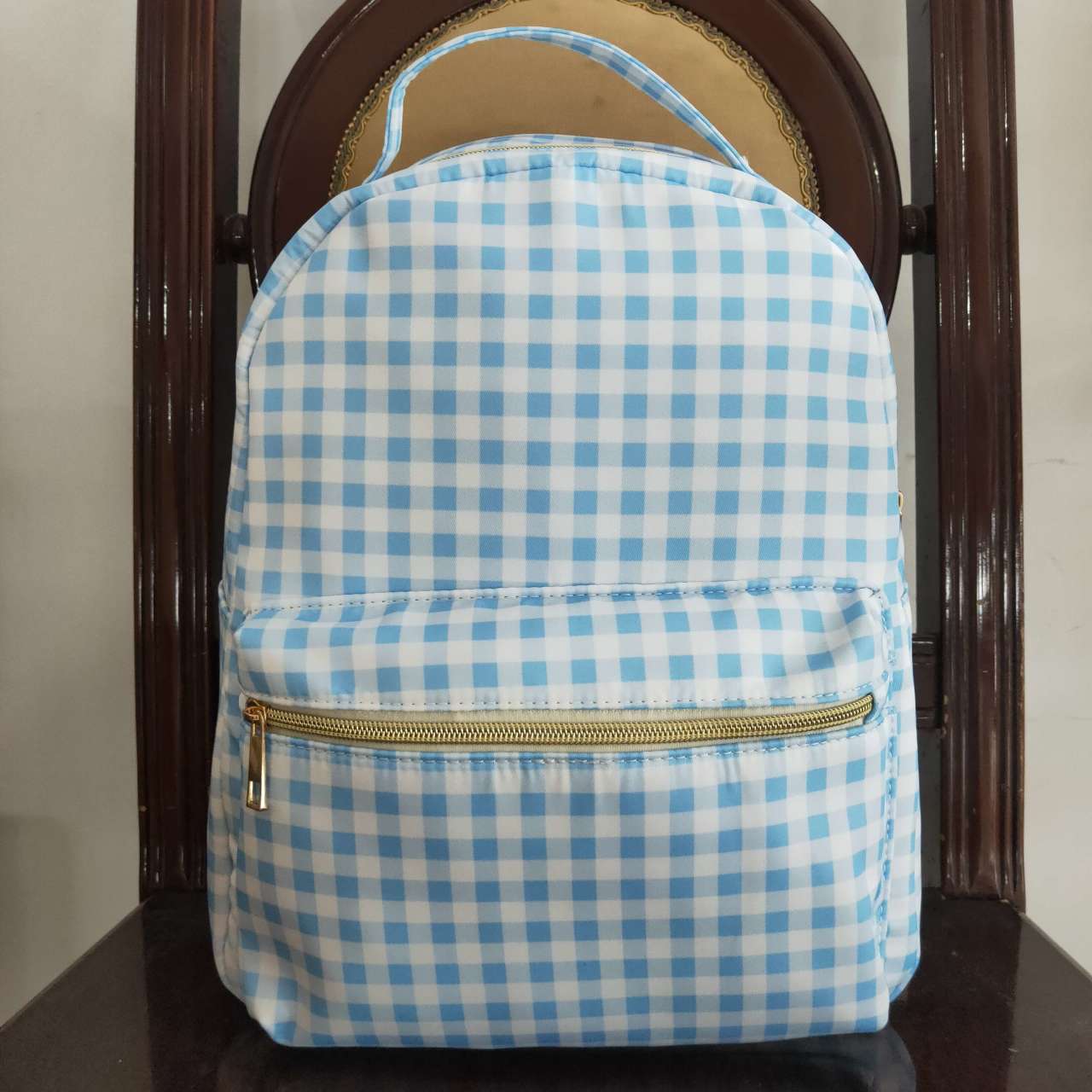 BA0087 Blue Plaid Print Little Bag Bagpack