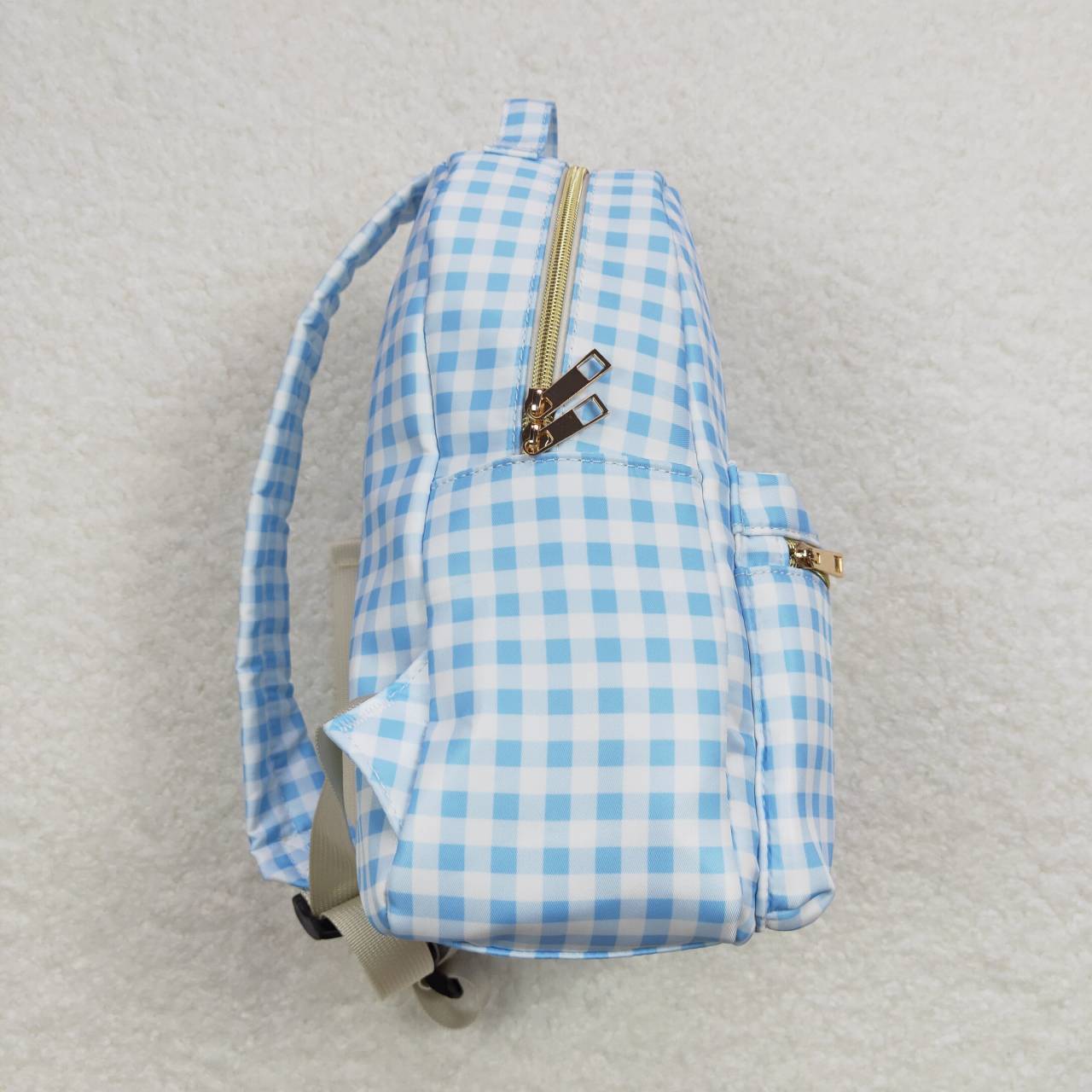 BA0087 Blue Plaid Print Little Bag Bagpack