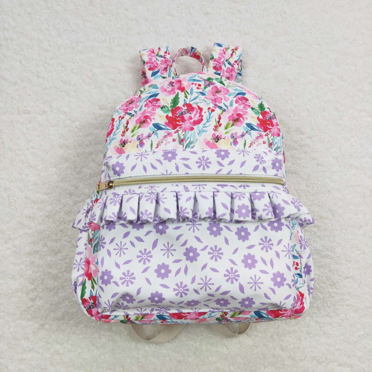 BA0101   Purple  Pink Print Little Bag Bagpack