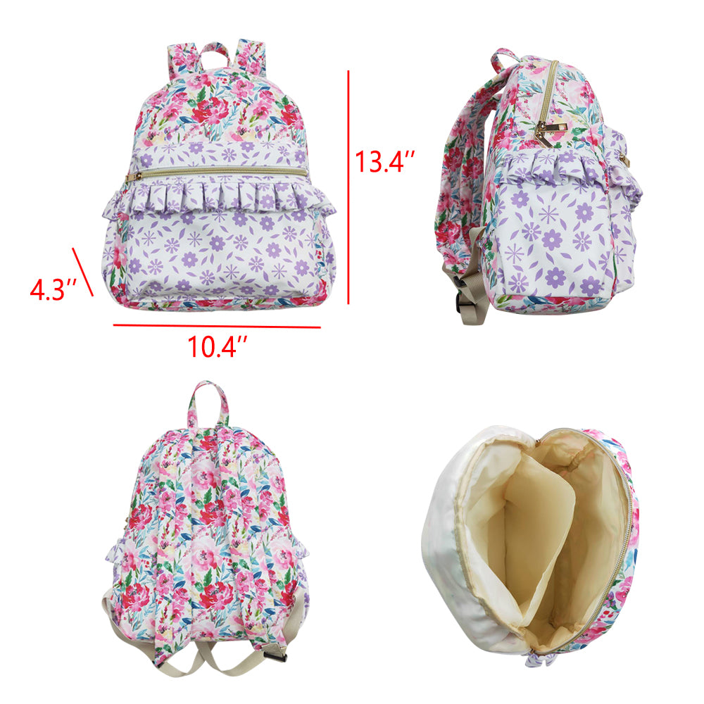 BA0101 Pink Purple Flower Ruffle Backpack 4.3*10.4*13.4 inches 202505 RTS Local Warehouse