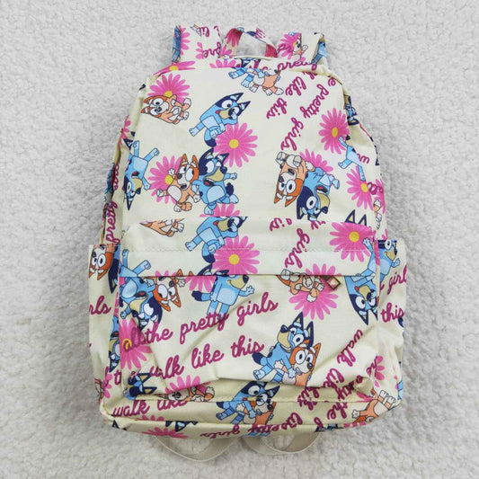 BA0112 Pink Blue Dog Cartoon  Print Little Bag Bagpack