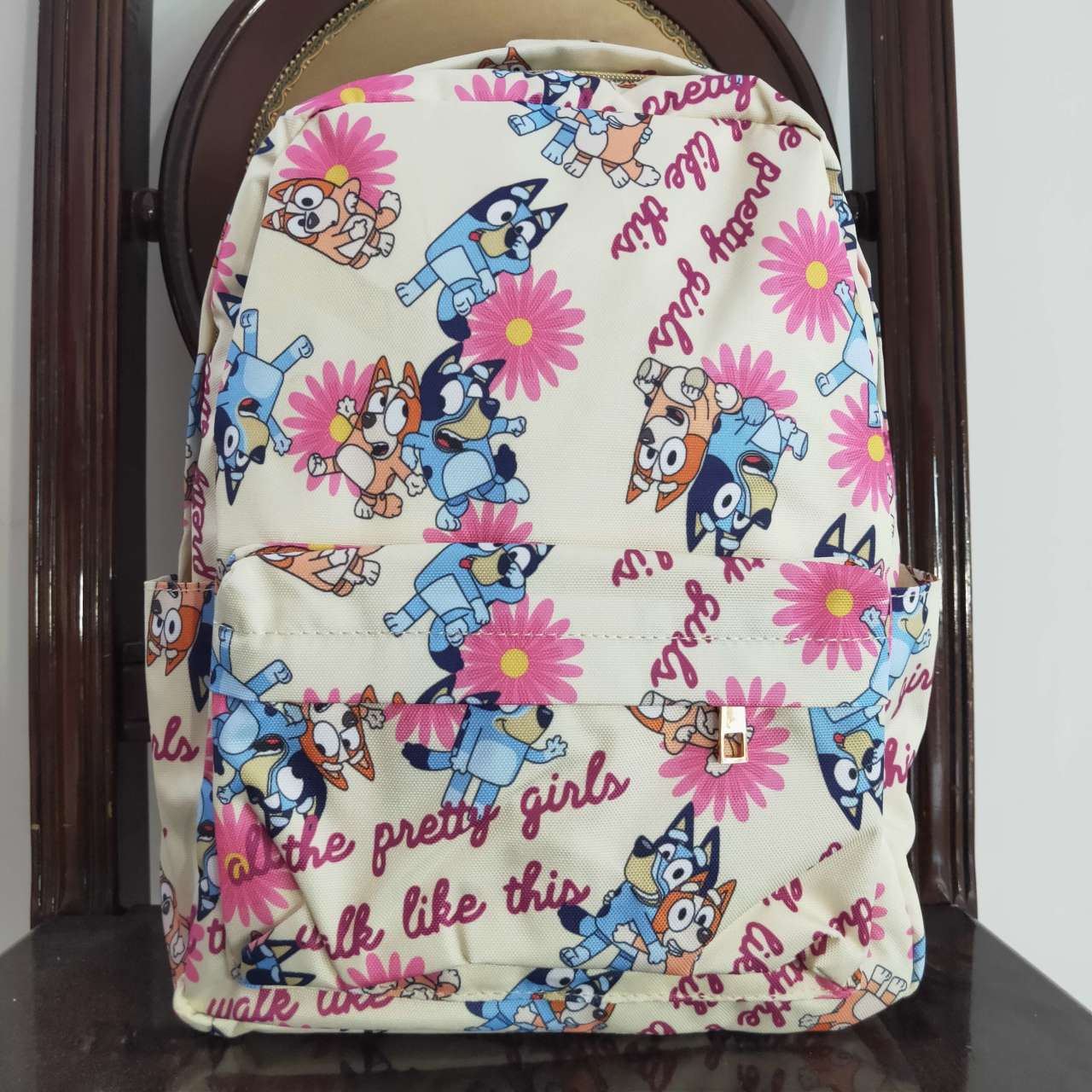 BA0112 Pink Blue Dog Cartoon  Print Little Bag Bagpack