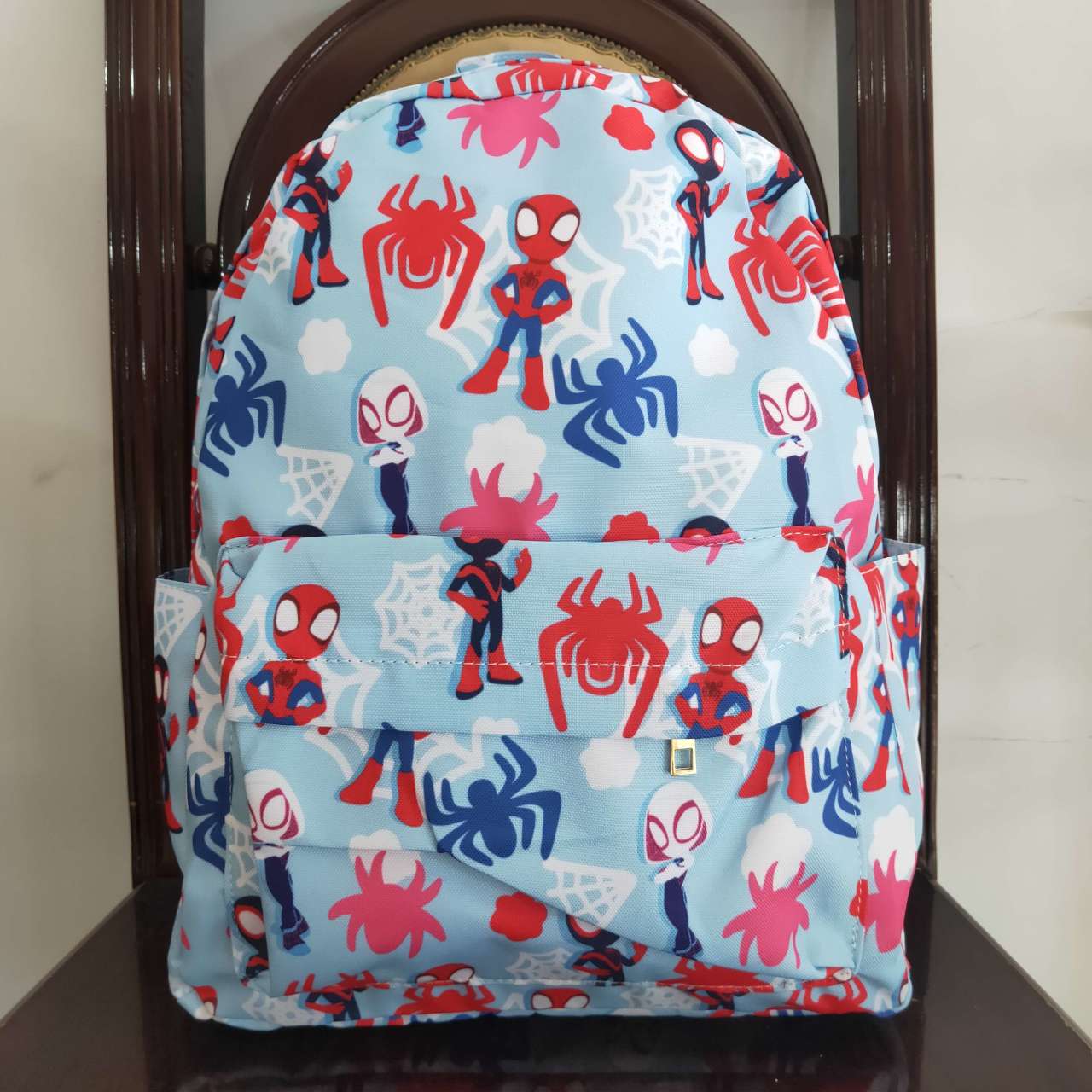 BA0127  Blue Red Spider Cartoon Print Little Bag Bagpack