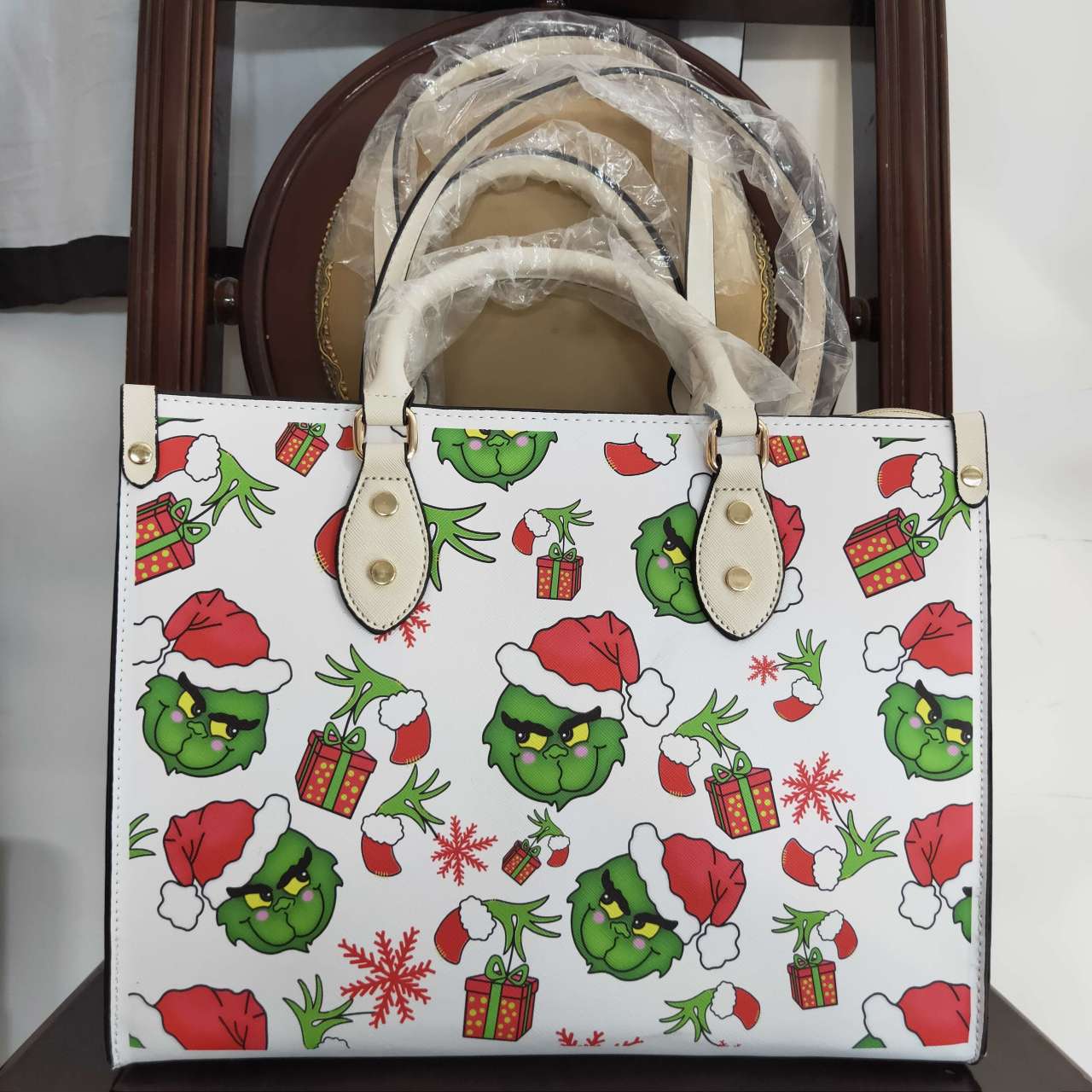 BA0144 Christmas Red Green Cartoon Print Little Bag Bagpack