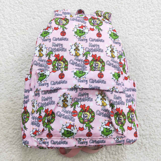 BA0148 Christmas Pink Green Cartoon Print Little Bag Bagpack