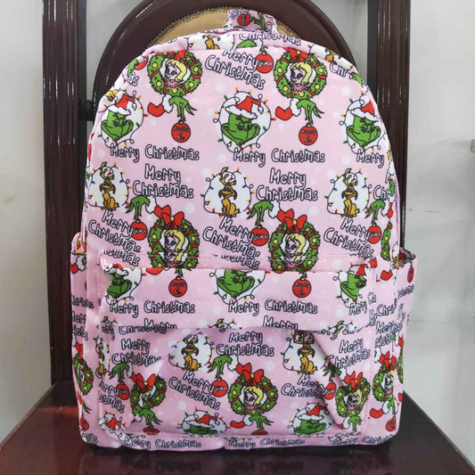 BA0148 Christmas Pink Green Cartoon Print Little Bag Bagpack