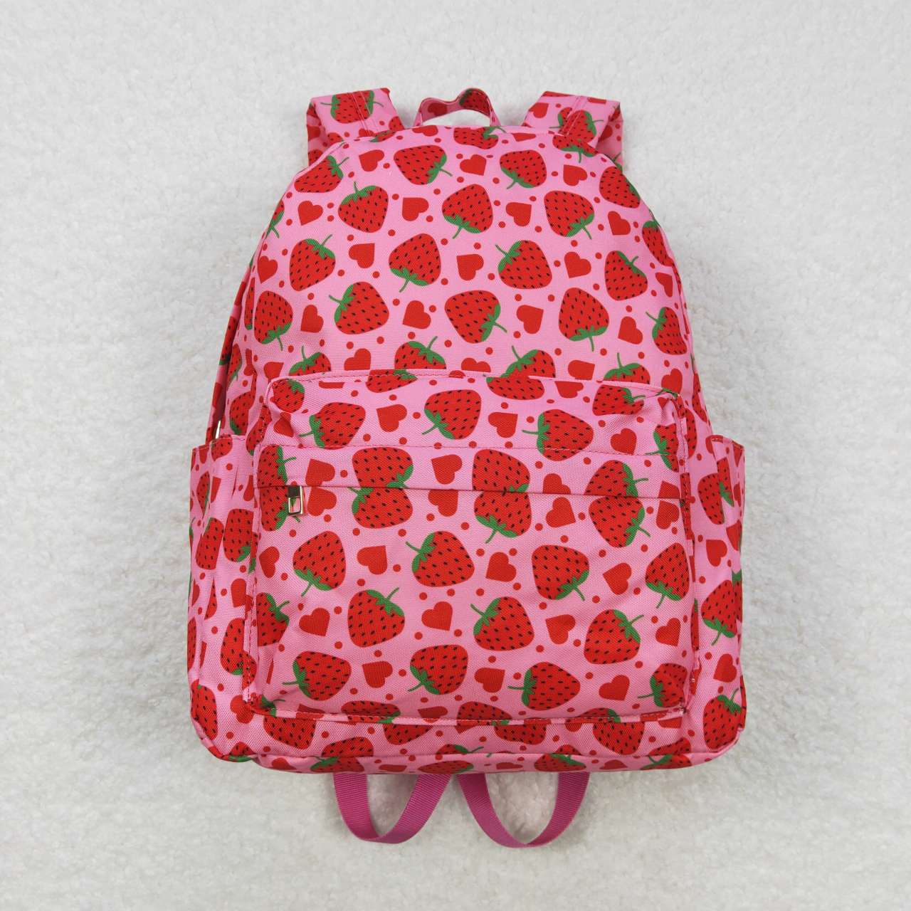 BA0152  Red Pink Strawberry  Print Little Bag Bagpack