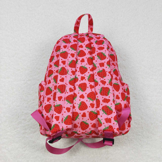 BA0152  Red Pink Strawberry  Print Little Bag Bagpack