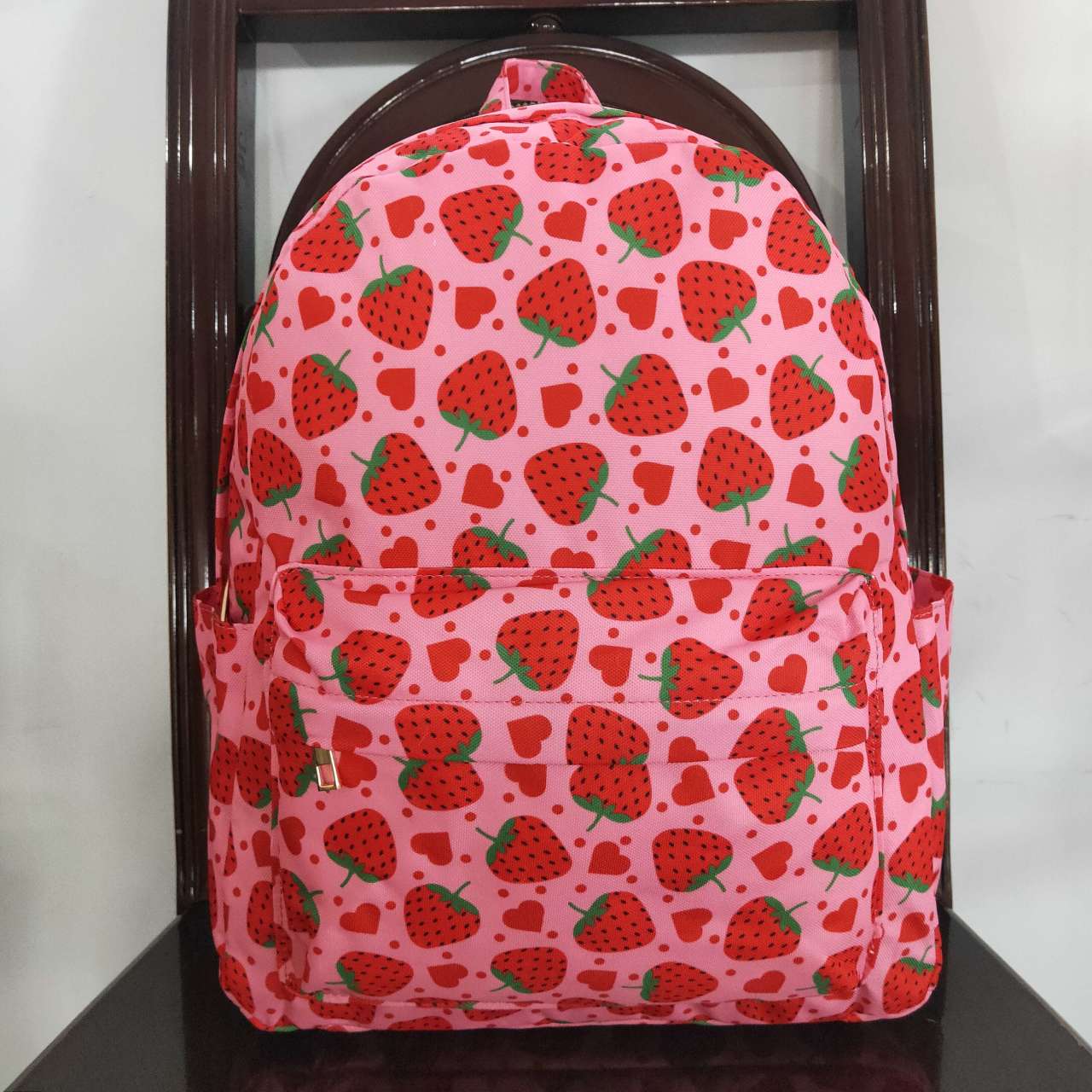 BA0152  Red Pink Strawberry  Print Little Bag Bagpack