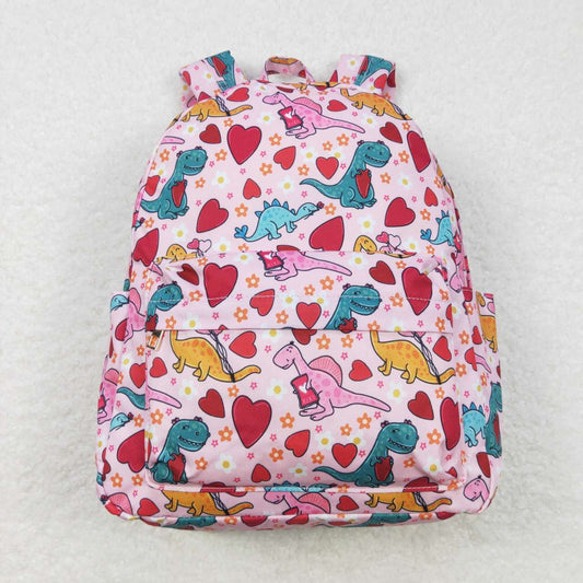 BA0154  Valentine Love Pink Dinosaur  Print Little Bag Bagpack