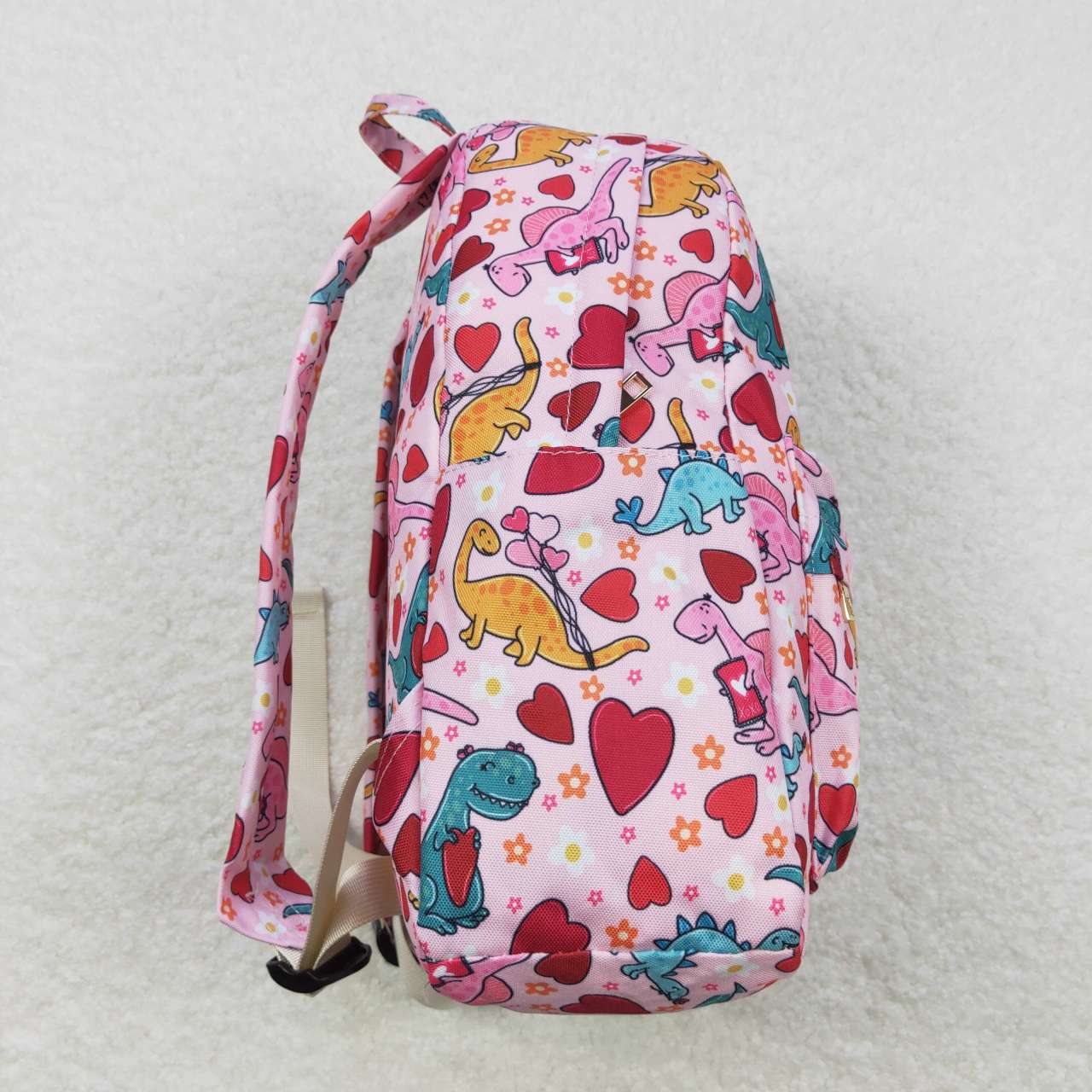 BA0154  Valentine Love Pink Dinosaur  Print Little Bag Bagpack