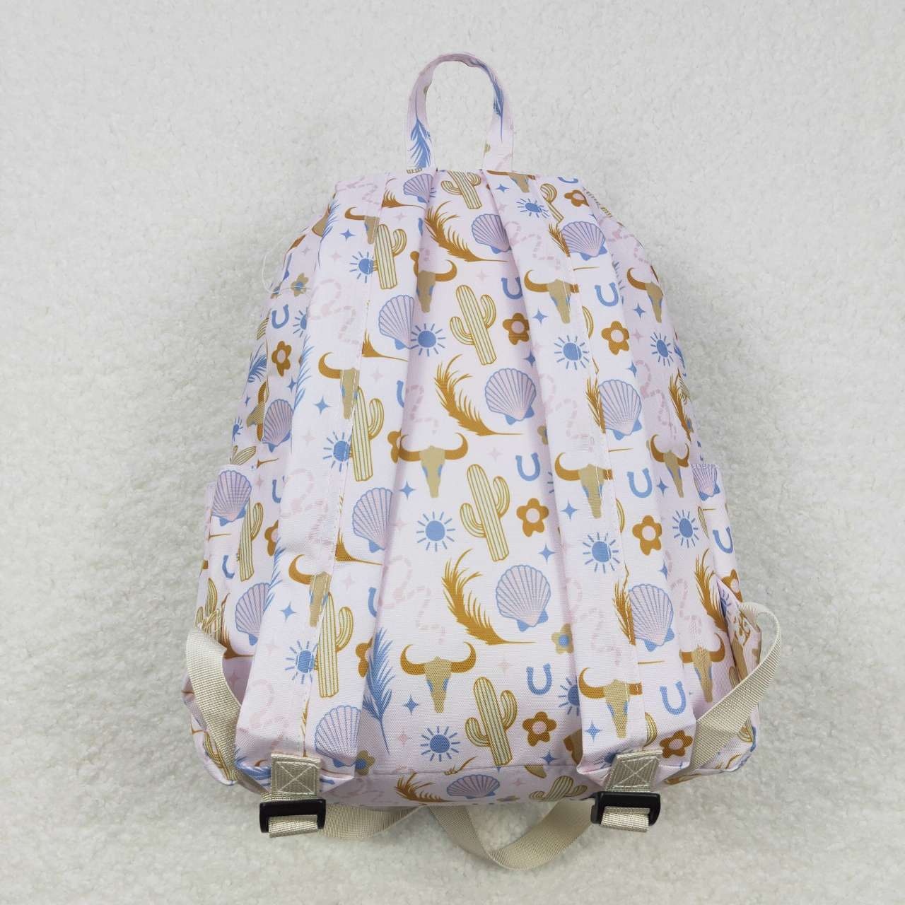 BA0156  Yellow Cactus Cow Western   Print Little Bag Bagpack