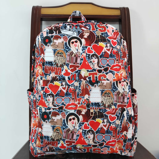 BA0173 Taylor Swift Red Black Backpack 5*13.5*17 inches bag   RTS  202509