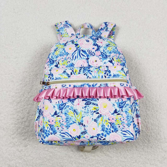 BA0175 Flowers rose pink lace blue backpack high quality wholesale school bags kids backpack